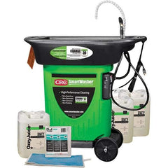 CRC - Free Standing Water-Based Mobile Parts Washer Kit - 25 Gal Max Operating Capacity, Plastic Tank, 42" Long x 48" Wide - Exact Tool & Supply
