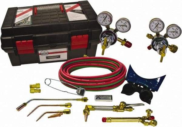 Detroit Torch - 6" Cutting Capacity, 1,470 BTU & CUFT, 1-3/4" Welding Capacity, Oxygen & Acetylene Torch Kit - Medium Duty Combination Torch & Tip Kit - Exact Tool & Supply