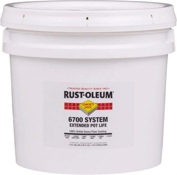 Rust-Oleum - 2 Gal Pail Super Light Gray Epoxy Floor Coating - 100 Sq Ft/Gal Coverage, <100 g/L g/L VOC Content, Low Odor & Low VOC - Exact Tool & Supply