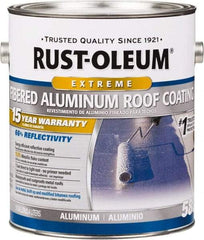 Rust-Oleum - 1 Gal Can Aluminum Fibered Aluminum Roof Coating - 50 Sq Ft/Gal Coverage, 397 g/L VOC Content, Mildew Resistant, Long Term Durability & Weather Resistance - Exact Tool & Supply
