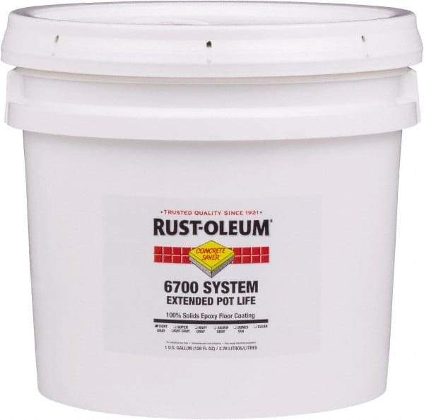 Rust-Oleum - 2 Gal Pail Silver Gray Epoxy Floor Coating - 100 Sq Ft/Gal Coverage, <100 g/L g/L VOC Content, Low Odor & Low VOC - Exact Tool & Supply