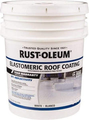 Rust-Oleum - 5 Gal Pail White Elastomeric Roof Coating - 65 Sq Ft/Gal Coverage, Mildew Resistant, Long Term Durability & Weather Resistance - Exact Tool & Supply