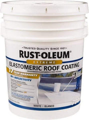Rust-Oleum - 5 Gal Pail White Elastomeric Roof Coating - 65 Sq Ft/Gal Coverage, Mildew Resistant, Long Term Durability & Weather Resistance - Exact Tool & Supply
