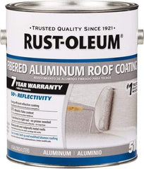 Rust-Oleum - 1 Gal Can Aluminum Fibered Aluminum Roof Coating - 50 Sq Ft/Gal Coverage, 459 g/L VOC Content, Mildew Resistant, Long Term Durability & Weather Resistance - Exact Tool & Supply