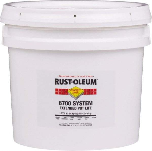 Rust-Oleum - 2 Gal Pail Light Gray Epoxy Floor Coating - 100 Sq Ft/Gal Coverage, <100 g/L g/L VOC Content, Low Odor & Low VOC - Exact Tool & Supply