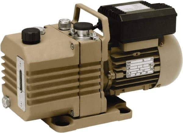 DEKKER Vacuum Technologies - 1/2 hp Rotary Vane Vaccum Pump - 220 Volts, 3 CFM, Single Phase, 13.9" Long x 5.39" Wide x 9.69" High, High Vacuum - Exact Tool & Supply