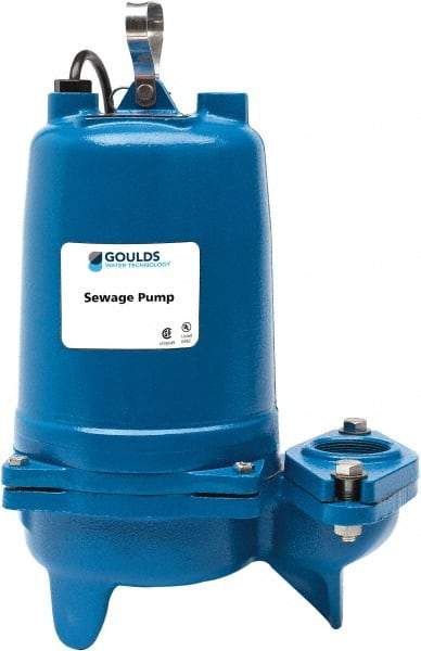 Goulds Pumps - 1 hp, 230 VAC Amp Rating, 230 VAC Volts, Single Speed Continuous Duty Operation, Sewage Pump - 3 Phase, Cast Iron Housing - Exact Tool & Supply