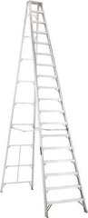 Louisville - 17 Steps, 18' High, Type IA Rating, Aluminum Step Ladder - 300 Lb Capacity, 40-3/4" Base Width - Exact Tool & Supply