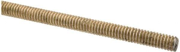 Value Collection - 1/4-20 UNC (Coarse), 3' Long, Alloy Steel Threaded Rod - Yellow Zinc-Plated Finish, Right Hand Thread - Exact Tool & Supply