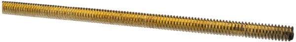 Value Collection - 1/4-20 UNC (Coarse), 6' Long, Alloy Steel Threaded Rod - Yellow Zinc-Plated Finish, Right Hand Thread - Exact Tool & Supply