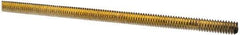 Value Collection - 1/4-20 UNC (Coarse), 6' Long, Alloy Steel Threaded Rod - Yellow Zinc-Plated Finish, Right Hand Thread - Exact Tool & Supply