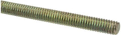 Value Collection - 5/16-18 UNC (Coarse), 3' Long, Alloy Steel Threaded Rod - Yellow Zinc-Plated Finish, Right Hand Thread - Exact Tool & Supply