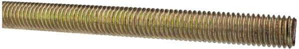 Value Collection - 1/2-13 UNC (Coarse), 3' Long, Alloy Steel Threaded Rod - Yellow Zinc-Plated Finish, Right Hand Thread - Exact Tool & Supply