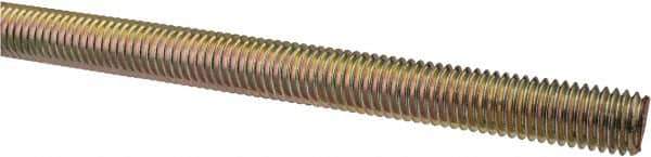 Value Collection - 1/2-13 UNC (Coarse), 6' Long, Alloy Steel Threaded Rod - Yellow Zinc-Plated Finish, Right Hand Thread - Exact Tool & Supply
