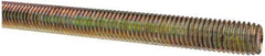 Value Collection - 5/8-11 UNC (Coarse), 3' Long, Alloy Steel Threaded Rod - Yellow Zinc-Plated Finish, Right Hand Thread - Exact Tool & Supply