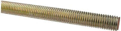 Value Collection - 5/8-11 UNC (Coarse), 6' Long, Alloy Steel Threaded Rod - Yellow Zinc-Plated Finish, Right Hand Thread - Exact Tool & Supply