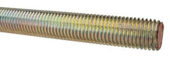 Value Collection - 1-8 UNC (Coarse), 3' Long, Alloy Steel Threaded Rod - Yellow Zinc-Plated Finish, Right Hand Thread - Exact Tool & Supply