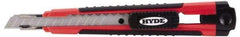 Hyde Tools - Snap Knife - 8-5/8" OAL, 3 Blades, Polystyrene (High Impact) Handle - Exact Tool & Supply
