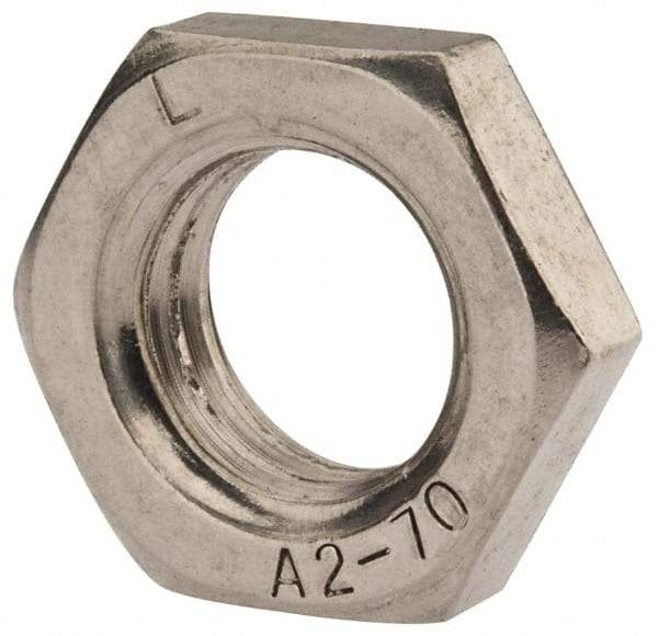Value Collection - M18x2.50 Metric Coarse Stainless Steel Right Hand Hex Jam Nut - 27mm Across Flats, 9mm High, Uncoated - Exact Tool & Supply