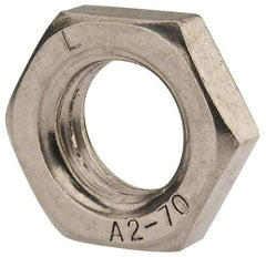 Value Collection - M18x2.50 Metric Coarse Stainless Steel Right Hand Hex Jam Nut - 27mm Across Flats, 9mm High, Uncoated - Exact Tool & Supply