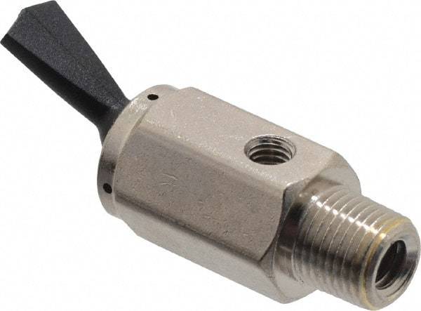 Specialty Mfr - 1/8M Exhaust Toggle Valve - 0.15 CV Rate, 150 Max psi, Detented Actuator - Exact Tool & Supply