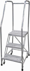 Cotterman - 60" 3 Step Rolling Warehouse Ladder - Rolling Safety Ladder, 350 Lb Capacity, 30" Platform Height, 22" Base Width x 29" Base Depth, Serrated - Exact Tool & Supply