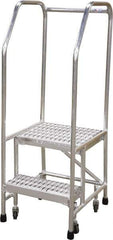 Cotterman - 50" 2 Step Rolling Warehouse Ladder - Rolling Safety Ladder, 350 Lb Capacity, 20" Platform Height, 26" Base Width x 23" Base Depth, Serrated - Exact Tool & Supply