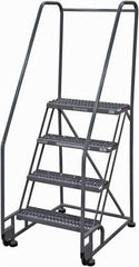 Cotterman - 70" 4 Step Rolling Warehouse Ladder - Tilt & Roll Safety Ladder, 450 Lb Capacity, 40" Platform Height, 28" Base Width x 37" Base Depth, Serrated Steel - Exact Tool & Supply