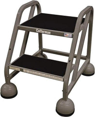 Cotterman - 33" 3 Step Rolling Warehouse Ladder - Rolling Steel Office Ladder, 450 Lb Capacity, 27" Platform Height, 25" Base Width x 34" Base Depth, Rubber Matted - Exact Tool & Supply