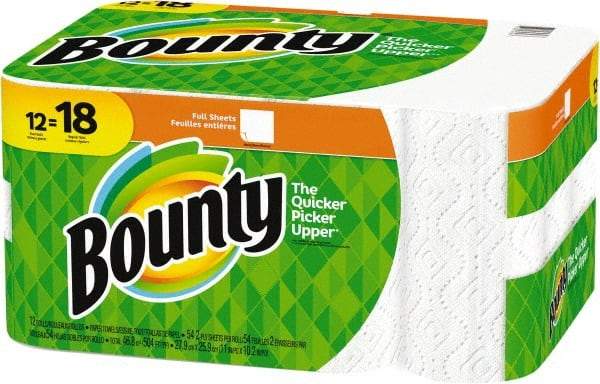Bounty - Perforated Roll of 2 Ply White Paper Towels - 11" Wide - Exact Tool & Supply