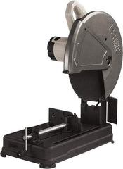 Porter-Cable - 14" Blade Diam, 1" Arbor Hole, Straight Chop & Cutoff Saw - 1 Phase, 3,800 RPM, 4 hp, 120 Volts, 4-1/2" in Solids at 90°, 4-7/8" in Pipe at 90°, 3-13/16" in Solids at 45°, 4-1/2" in Pipe at 45° - Exact Tool & Supply