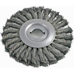Brush Research Mfg. - 6" OD, 1/2 & 5/8" Arbor Hole, Knotted Carbon Wheel Brush - 5/8" Face Width, 1-7/16" Trim Length, 8,000 RPM - Exact Tool & Supply