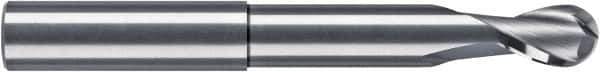 RobbJack - 3/8" Diam, 3/8" LOC, 2 Flute Solid Carbide Ball End Mill - Diamond-Like Carbon (DLC) Finish, Single End, 4" OAL, 3/8" Shank Diam, Spiral Flute - Exact Tool & Supply