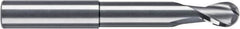 RobbJack - 3/8" Diam, 3/8" LOC, 2 Flute Solid Carbide Ball End Mill - Diamond-Like Carbon (DLC) Finish, Single End, 4" OAL, 3/8" Shank Diam, Spiral Flute - Exact Tool & Supply