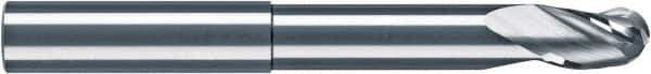 RobbJack - 3/8" Diam, 3/8" LOC, 3 Flute Solid Carbide Ball End Mill - Diamond-Like Carbon (DLC) Finish, Single End, 4" OAL, 3/8" Shank Diam, Spiral Flute - Exact Tool & Supply