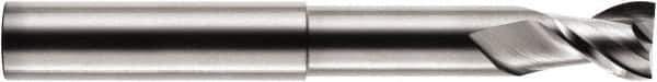 RobbJack - 1", 1" LOC, 1" Shank Diam, 6" OAL, 2 Flute, Solid Carbide Square End Mill - Single End, Uncoated, Spiral Flute, 40° Helix, Centercutting, Right Hand Cut, Right Hand Flute, Series FM-203 - Exact Tool & Supply