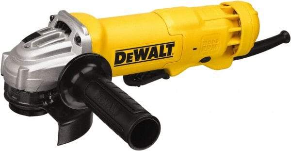 DeWALT - 4-1/2" Wheel Diam, 11,000 RPM, Corded Angle & Disc Grinder - 5/8-11 Spindle, 120 Volts, 11 Amps - Exact Tool & Supply