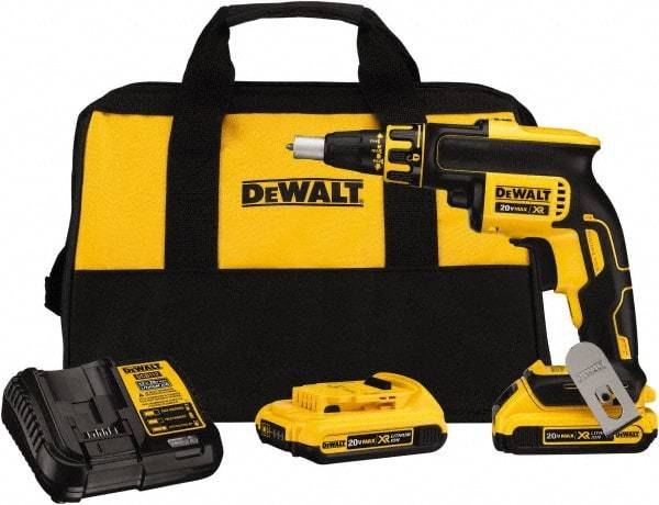 DeWALT - 20 Volt Lithium-Ion Battery Pistol Grip Cordless Screwdriver - 4,400 RPM, 266 In/Lb Torque - Exact Tool & Supply