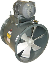 Americraft - 1 hp 24" TEFC Wet Location Belt Drive Tube Axial Duct Fan - 7,425 CFM at 0 Static Pressure, 1,725 RPM, Single Phase - Exact Tool & Supply