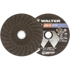 WALTER Surface Technologies - 6" 46 Grit Aluminum Oxide Cutoff Wheel - 1/16" Thick, 7/8" Arbor, 10,200 Max RPM, Use with Angle Grinders - Exact Tool & Supply