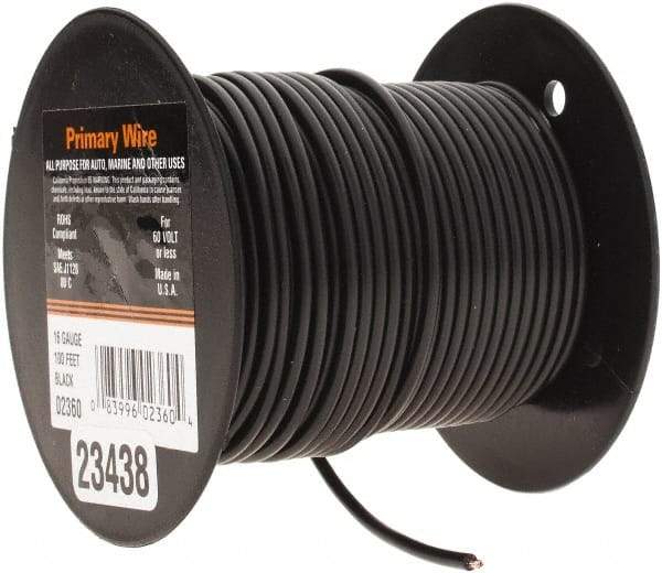 EastPenn - 16 AWG Automotive Plastic Insulated, Single Conductor Wire - 100' Long, Black - Exact Tool & Supply