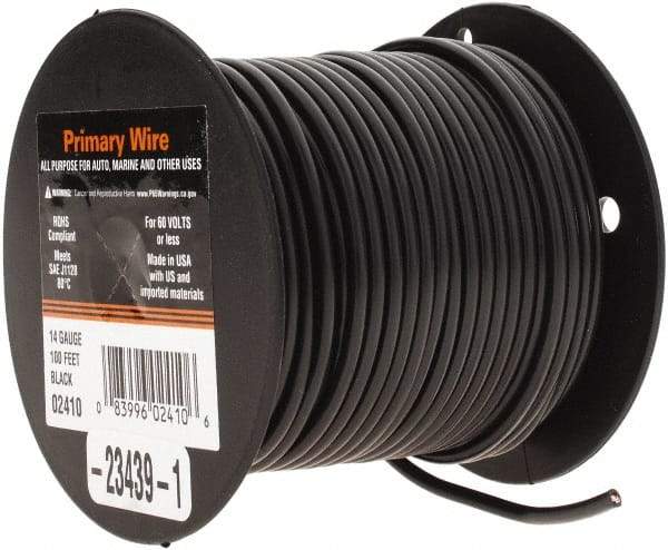 EastPenn - 14 AWG Automotive Plastic Insulated, Single Conductor Wire - 100' Long, Black - Exact Tool & Supply