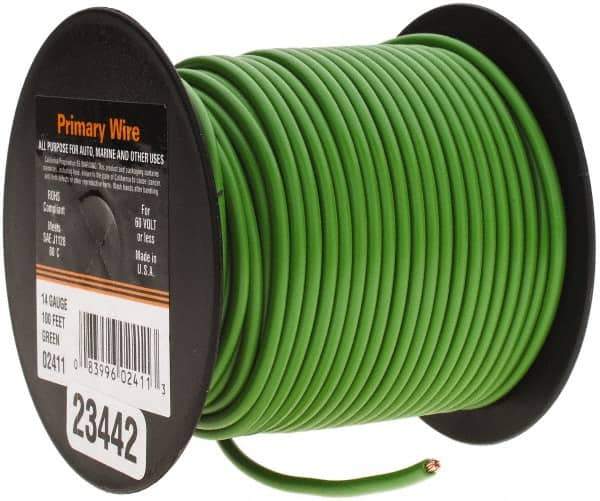 EastPenn - 14 AWG Automotive Plastic Insulated, Single Conductor Wire - 100' Long, Green - Exact Tool & Supply