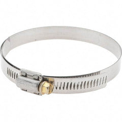 Made in USA - SAE Size 64, 3-9/16 to 4-1/2" Diam, Stainless Steel Protective Liner Worm Drive Clamp - Exact Tool & Supply