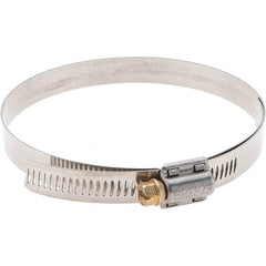 Made in USA - SAE Size 72, 4-1/8 to 5" Diam, Stainless Steel Protective Liner Worm Drive Clamp - Exact Tool & Supply