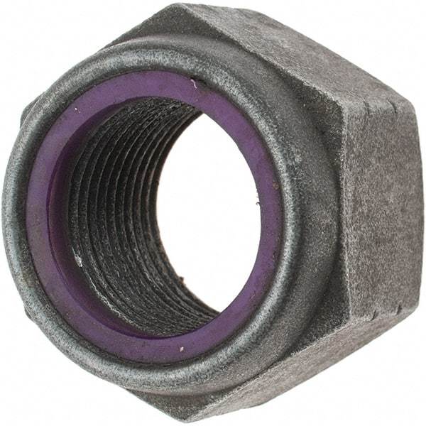 Value Collection - 1-1/8 - 12 UNF Grade 8 Hex Lock Nut with Nylon Insert - 1-5/8" Width Across Flats, 1-11/64" High, Uncoated - Exact Tool & Supply