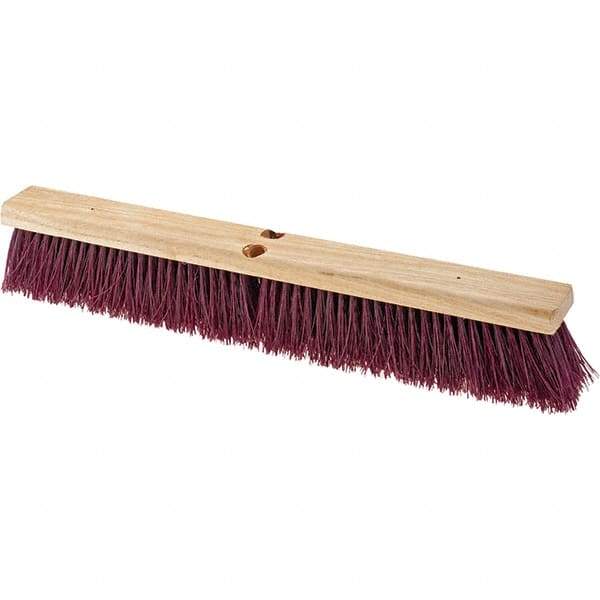 Value Collection - 24" Combo Duty Polypropylene Push Broom - 3" Bristle Length, Wood Block, Threaded Handle Connection, Handle Sold Separately - Exact Tool & Supply