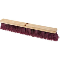 Value Collection - 24" Combo Duty Polypropylene Push Broom - 3" Bristle Length, Wood Block, Threaded Handle Connection, Handle Sold Separately - Exact Tool & Supply