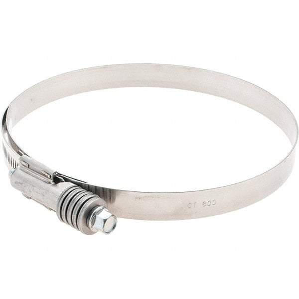 Made in USA - 5-1/4 to 6-1/8" Diam, Stainless Steel Auto-Adjustable Worm Drive Clamp - 5/6" Wide - Exact Tool & Supply