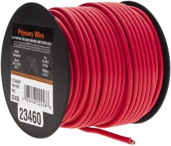 EastPenn - 12 AWG Automotive Plastic Insulated, Single Conductor Wire - 100' Long, Red - Exact Tool & Supply